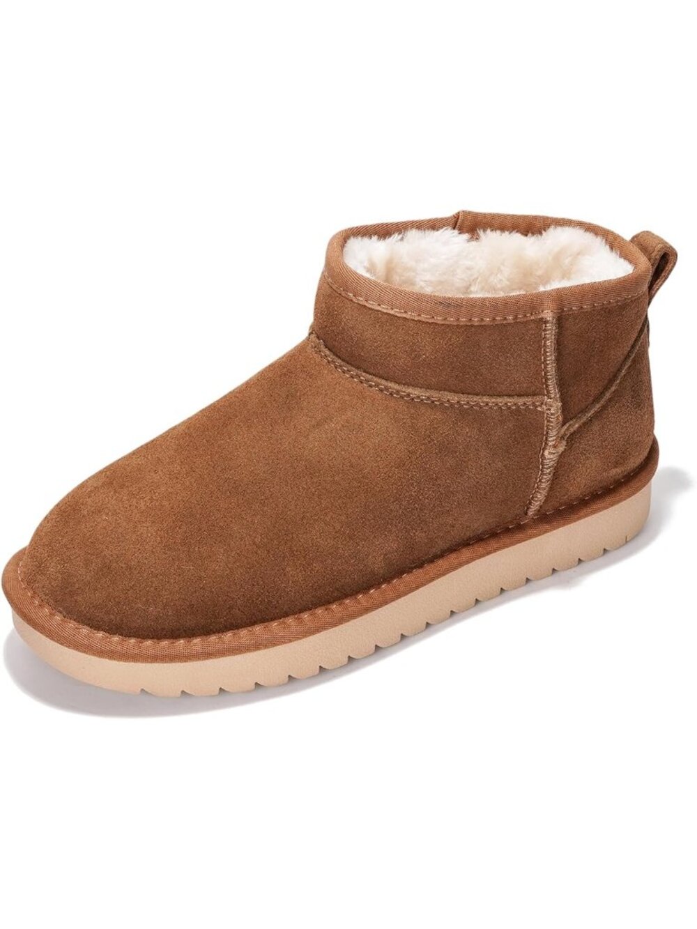 Women's Mocha Suede Round Toe Comfortable Memory Foam Insole Ankle Booties